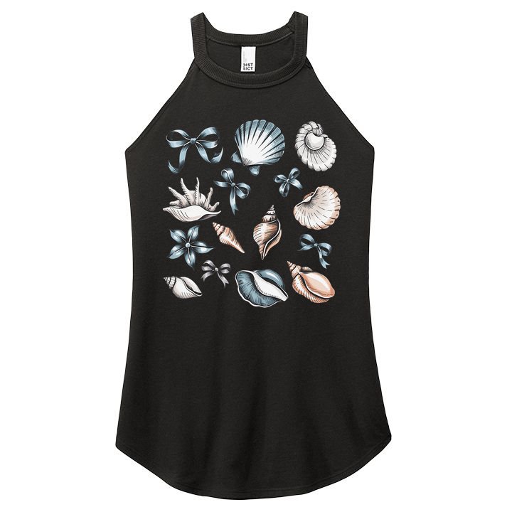 Coquette Blue Bow Ocean Beach Retro Summer Women Women's Perfect Tri Rocker Tank