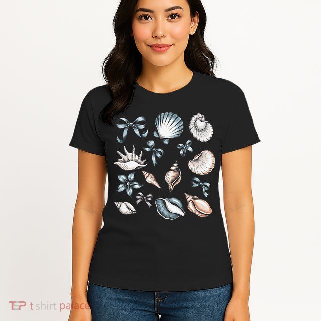 Coquette Blue Bow Ocean Beach Retro Summer Women Womens T-Shirt