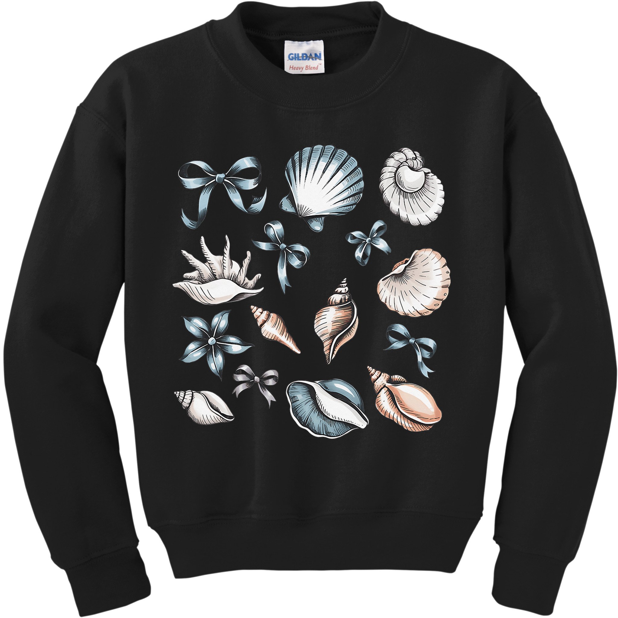 Coquette Blue Bow Ocean Beach Retro Summer Women Kids Sweatshirt