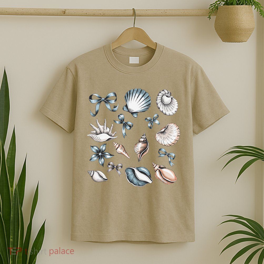 Coquette Blue Bow Ocean Beach Retro Summer Women T-Shirt
