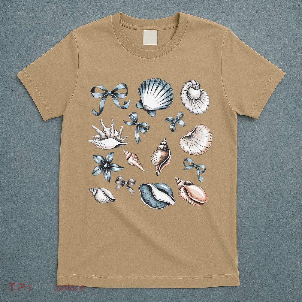 Coquette Blue Bow Ocean Beach Retro Summer Women T-Shirt