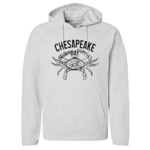 Chesapeake Bay Blue Crab Virginia Maryland Performance Fleece Hoodie