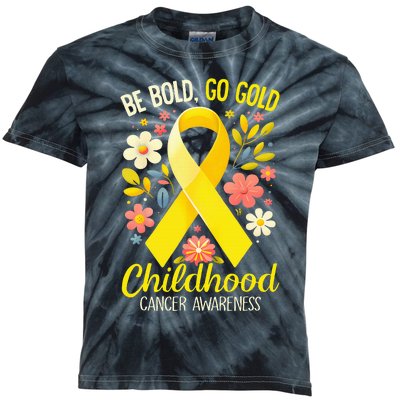 Childhood Be Bold Go Gold Childhood Cancer Awareness Kids Tie-Dye T-Shirt