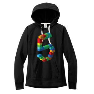 Cute Block Building 5th Birthday Gift 5 Years Old Boy Girl Women's Fleece Hoodie