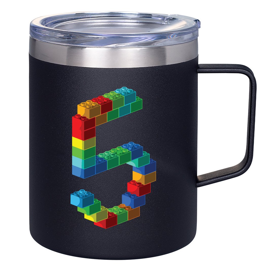 Cute Block Building 5th Birthday Gift 5 Years Old Boy Girl 12oz Stainless Steel Coffee Mug