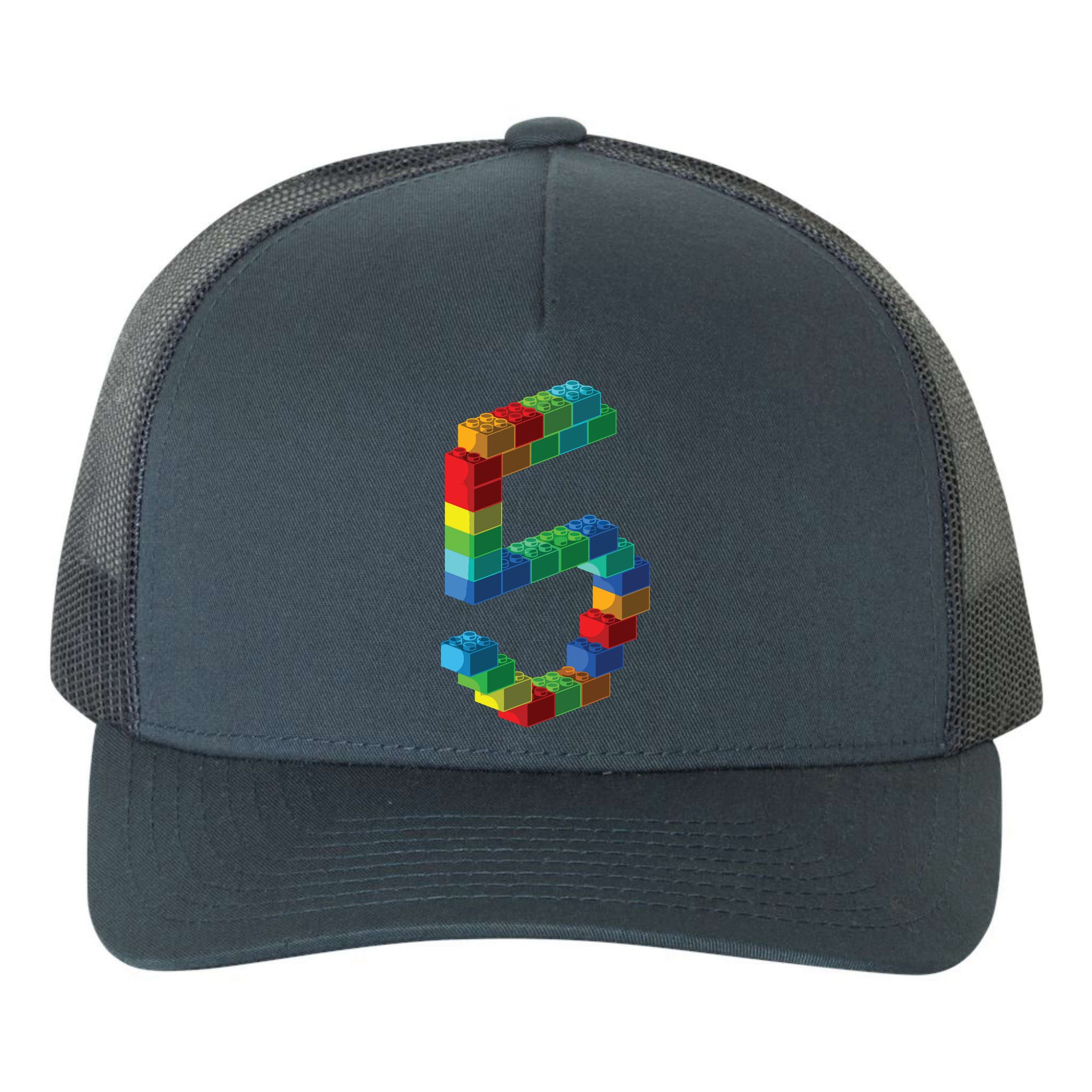 Cute Block Building 5th Birthday Gift 5 Years Old Boy Girl Yupoong Adult 5-Panel Trucker Hat