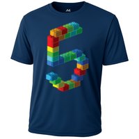 Cute Block Building 5th Birthday Gift 5 Years Old Boy Girl Cooling Performance Crew T-Shirt