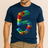 Cute Block Building 5th Birthday Gift 5 Years Old Boy Girl Cooling Performance Crew T-Shirt