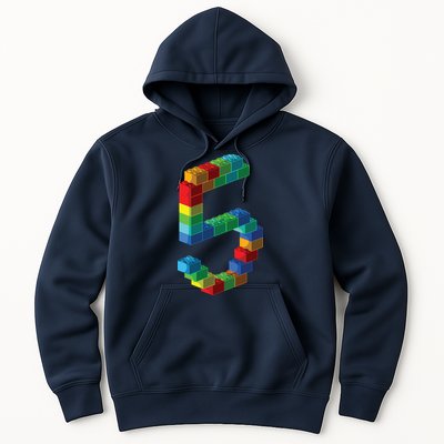 Cute Block Building 5th Birthday Gift 5 Years Old Boy Girl Hoodie