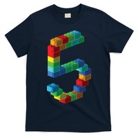 Cute Block Building 5th Birthday Gift 5 Years Old Boy Girl T-Shirt