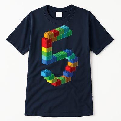 Cute Block Building 5th Birthday Gift 5 Years Old Boy Girl Tall T-Shirt