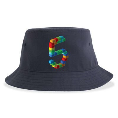 Cute Block Building 5th Birthday Gift 5 Years Old Boy Girl Sustainable Bucket Hat