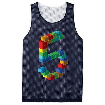 Cute Block Building 5th Birthday Gift 5 Years Old Boy Girl Mesh Reversible Basketball Jersey Tank