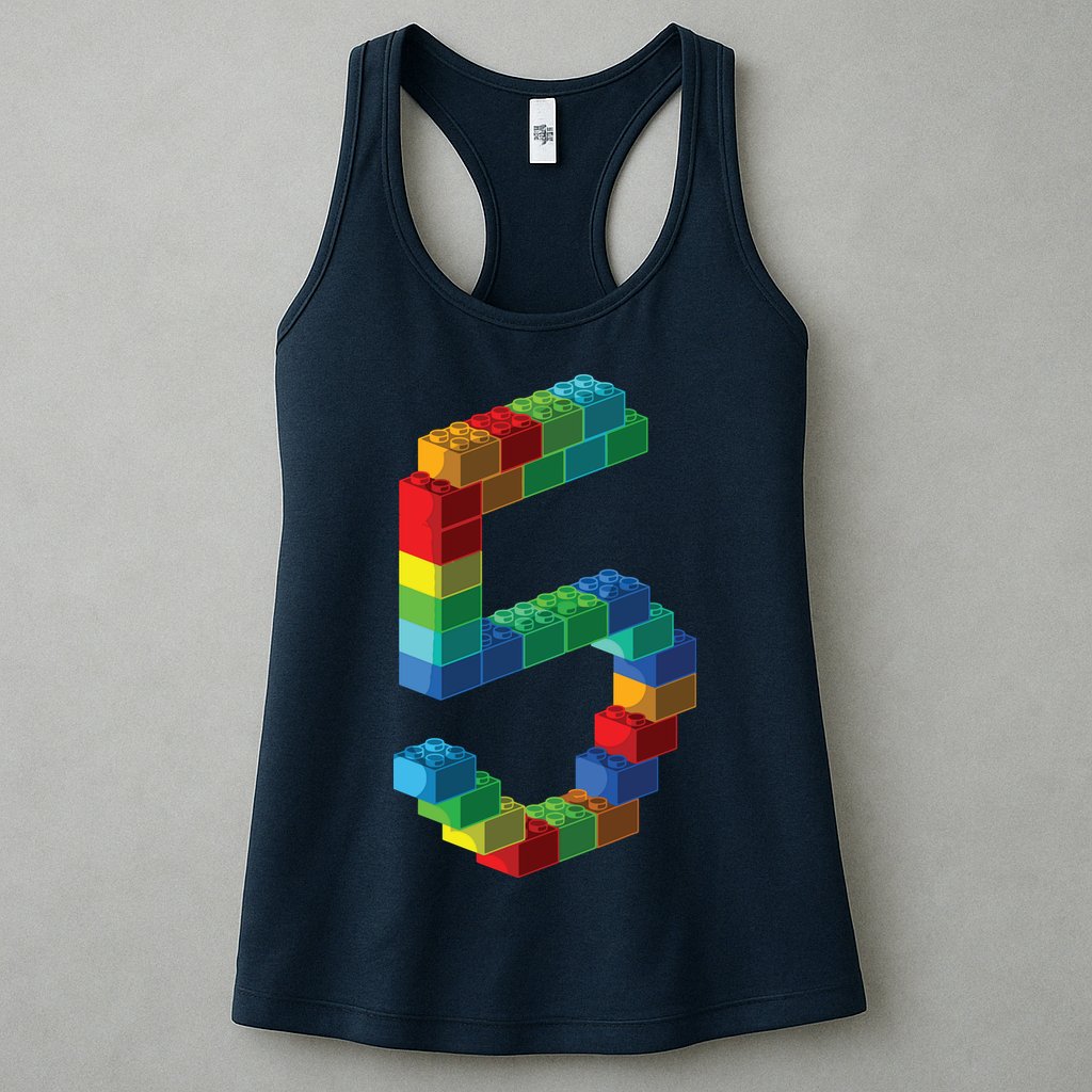 Cute Block Building 5th Birthday Gift 5 Years Old Boy Girl Womens Tank Top