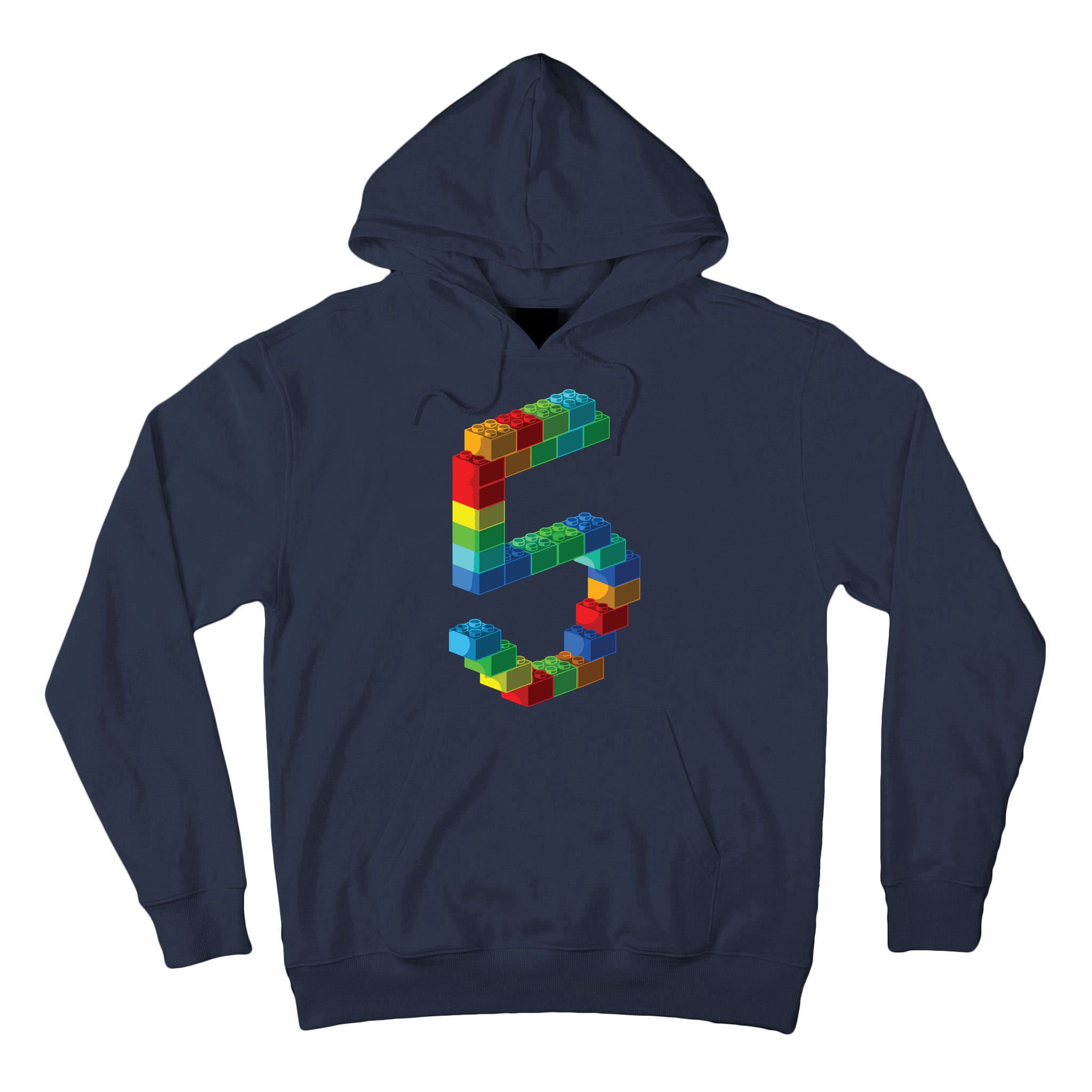 Cute Block Building 5th Birthday Gift 5 Years Old Boy Girl Tall Hoodie