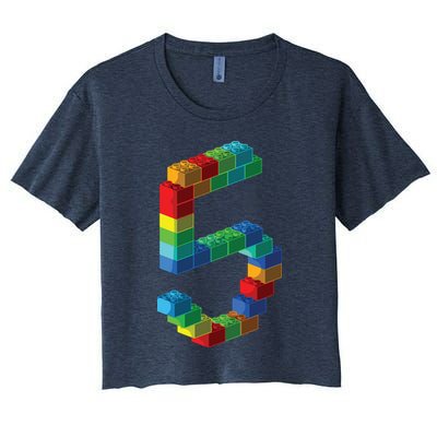 Cute Block Building 5th Birthday Gift 5 Years Old Boy Girl Crop Top