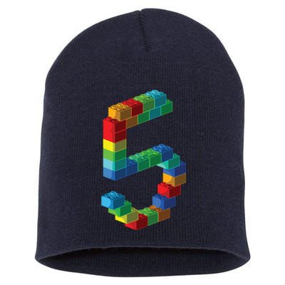 Cute Block Building 5th Birthday Gift 5 Years Old Boy Girl Short Acrylic Beanie