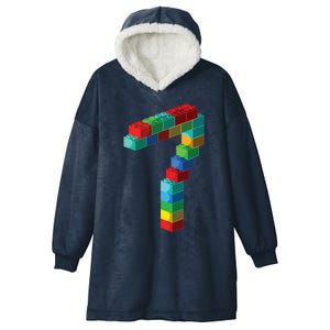 Cute Block Building 7th Birthday Gift 7 Years Old Boy Girl Hooded Wearable Blanket