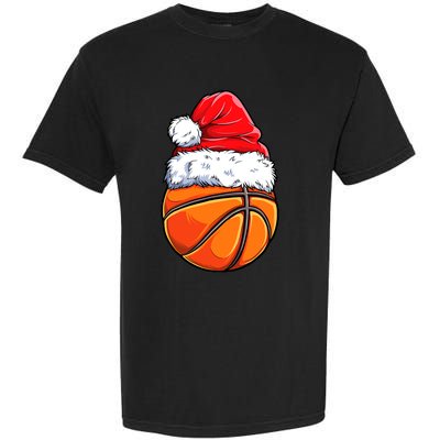 Christmas Basketball Ball Santa Hat Funny Sport Xmas Garment-Dyed Heavyweight T-Shirt