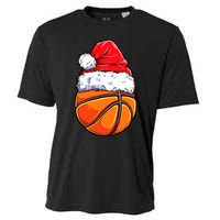 Christmas Basketball Ball Santa Hat Funny Sport Xmas Cooling Performance Crew T-Shirt