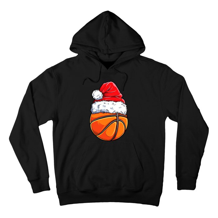 Christmas Basketball Ball Santa Hat Funny Sport Xmas Hoodie