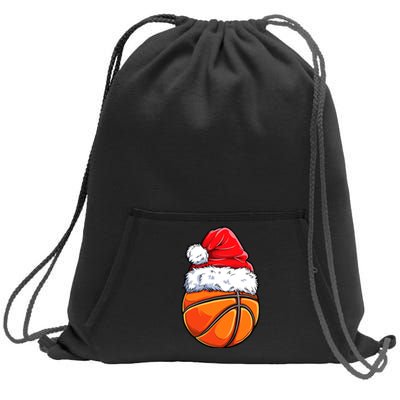 Christmas Basketball Ball Santa Hat Funny Sport Xmas Sweatshirt Cinch Pack Bag