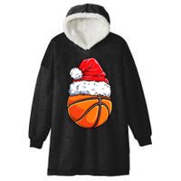 Christmas Basketball Ball Santa Hat Funny Sport Xmas Hooded Wearable Blanket