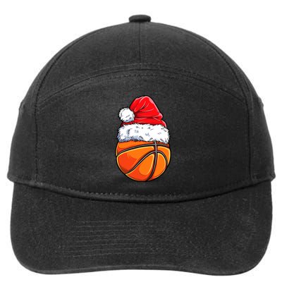 Christmas Basketball Ball Santa Hat Funny Sport Xmas 7-Panel Snapback Hat