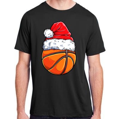 Christmas Basketball Ball Santa Hat Funny Sport Xmas Adult ChromaSoft Performance T-Shirt