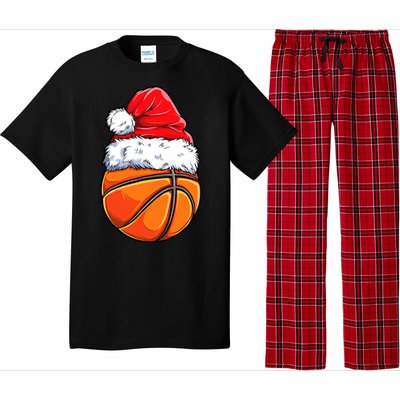 Christmas Basketball Ball Santa Hat Funny Sport Xmas Pajama Set