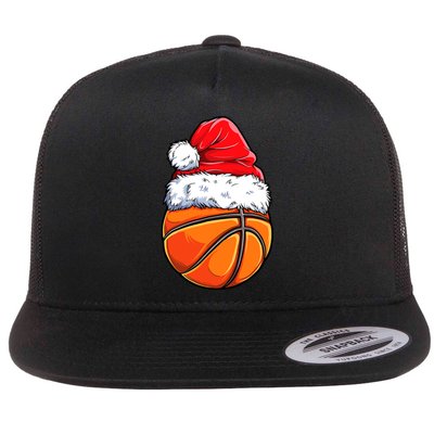 Christmas Basketball Ball Santa Hat Funny Sport Xmas Flat Bill Trucker Hat