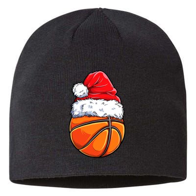 Christmas Basketball Ball Santa Hat Funny Sport Xmas Sustainable Beanie