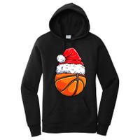 Christmas Basketball Ball Santa Hat Funny Sport Xmas Women's Pullover Hoodie