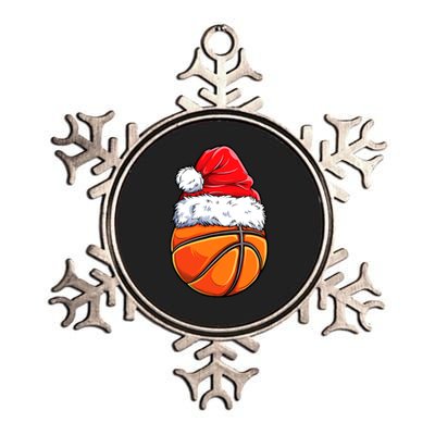 Christmas Basketball Ball Santa Hat Funny Sport Xmas Metallic Star Ornament