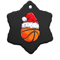 Christmas Basketball Ball Santa Hat Funny Sport Xmas Ceramic Star Ornament