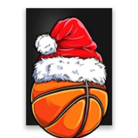 Christmas Basketball Ball Santa Hat Funny Sport Xmas Poster