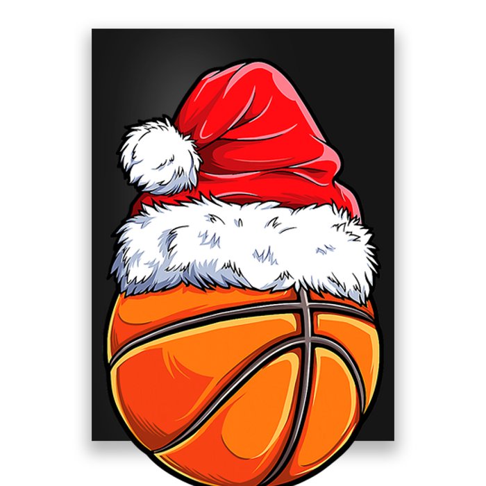 Christmas Basketball Ball Santa Hat Funny Sport Xmas Poster