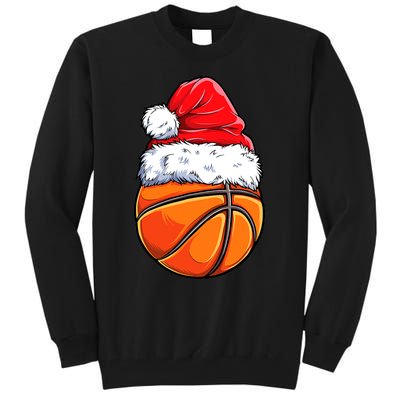 Christmas Basketball Ball Santa Hat Funny Sport Xmas Tall Sweatshirt