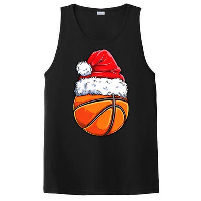 Christmas Basketball Ball Santa Hat Funny Sport Xmas PosiCharge Competitor Tank