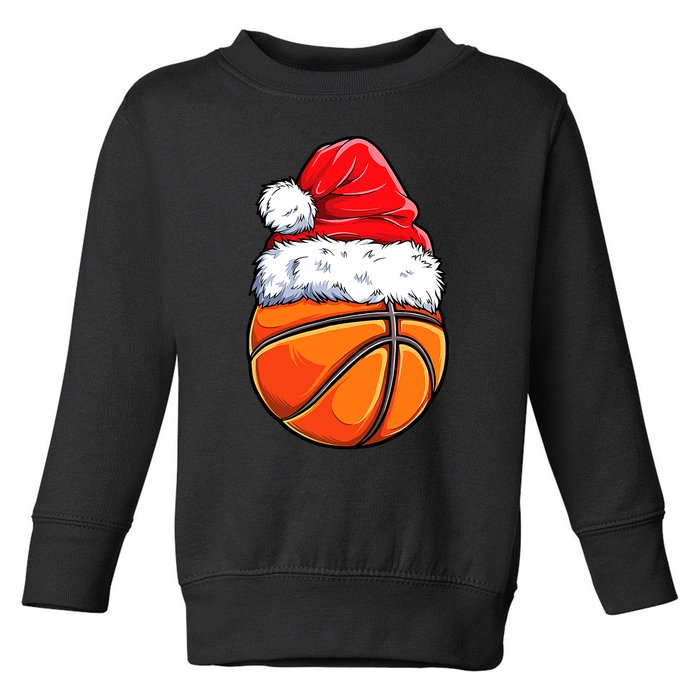 Christmas Basketball Ball Santa Hat Funny Sport Xmas Toddler Sweatshirt