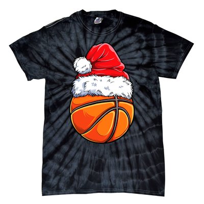 Christmas Basketball Ball Santa Hat Funny Sport Xmas Tie-Dye T-Shirt