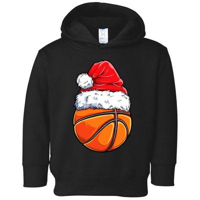 Christmas Basketball Ball Santa Hat Funny Sport Xmas Toddler Hoodie