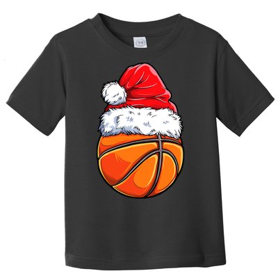 Christmas Basketball Ball Santa Hat Funny Sport Xmas Toddler T-Shirt