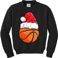 Christmas Basketball Ball Santa Hat Funny Sport Xmas Kids Sweatshirt