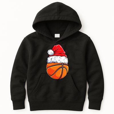 Christmas Basketball Ball Santa Hat Funny Sport Xmas Kids Hoodie