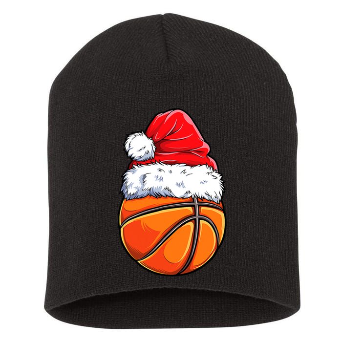 Christmas Basketball Ball Santa Hat Funny Sport Xmas Short Acrylic Beanie