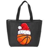 Christmas Basketball Ball Santa Hat Funny Sport Xmas Zip Tote Bag