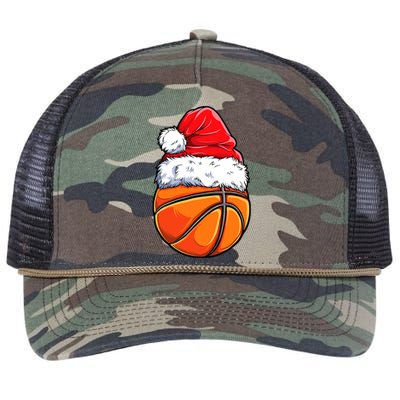 Christmas Basketball Ball Santa Hat Funny Sport Xmas Retro Rope Trucker Hat Cap