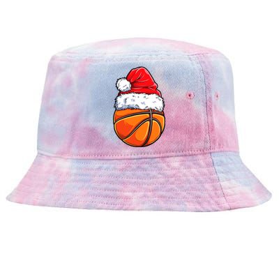 Christmas Basketball Ball Santa Hat Funny Sport Xmas Tie-Dyed Bucket Hat