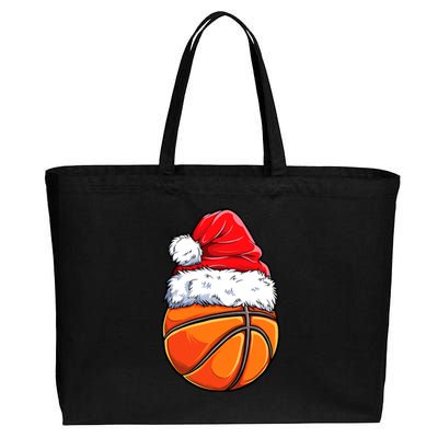 Christmas Basketball Ball Santa Hat Funny Sport Xmas Cotton Canvas Jumbo Tote